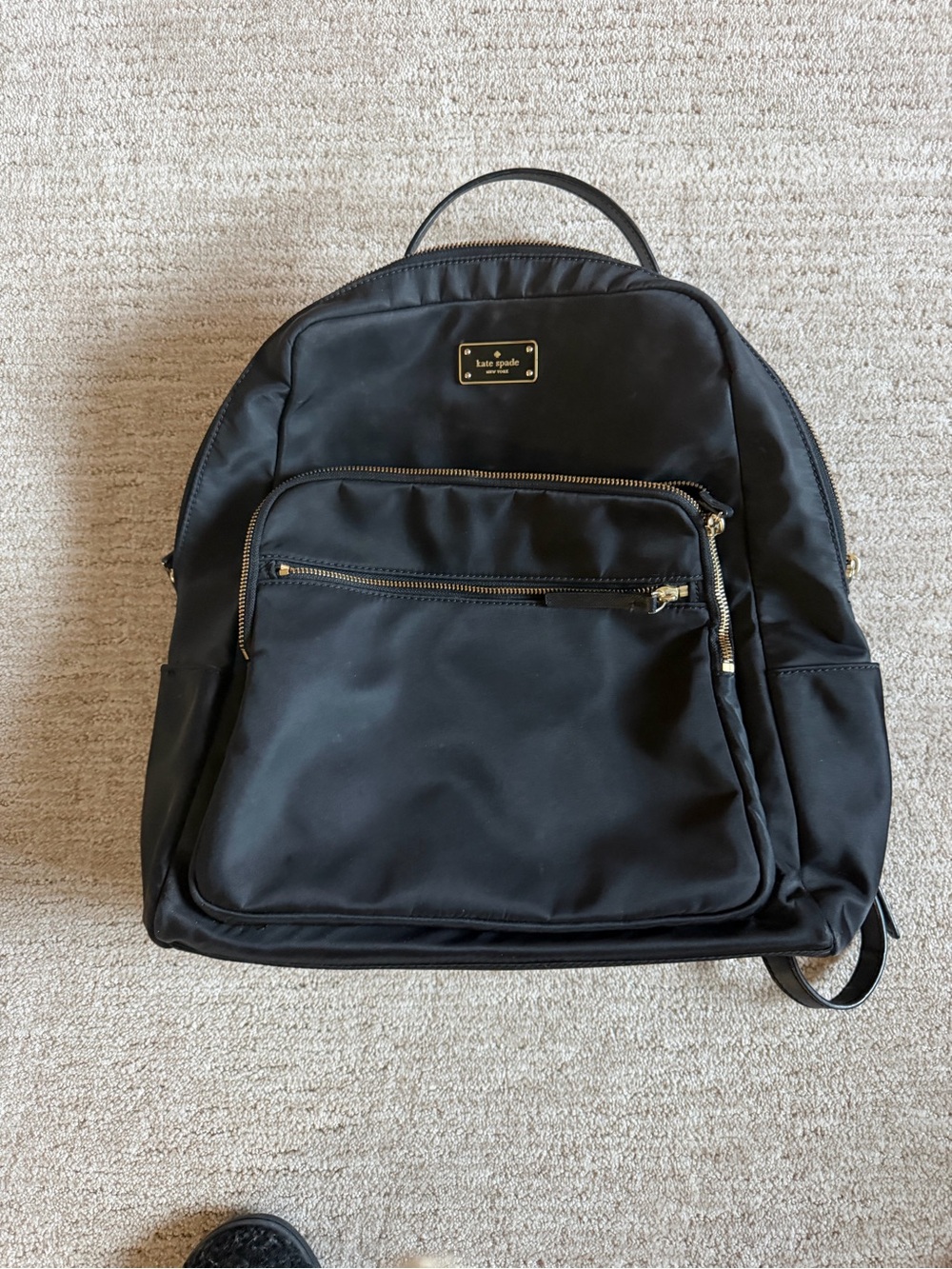 kate spade Black Nylon Backpack with Gold Hardware